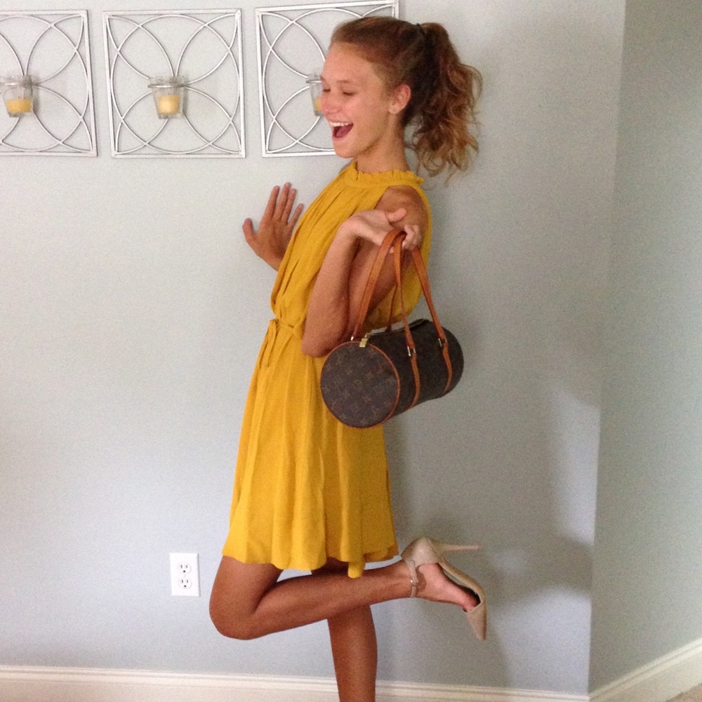 Mustard Yellow Swing pleated dress